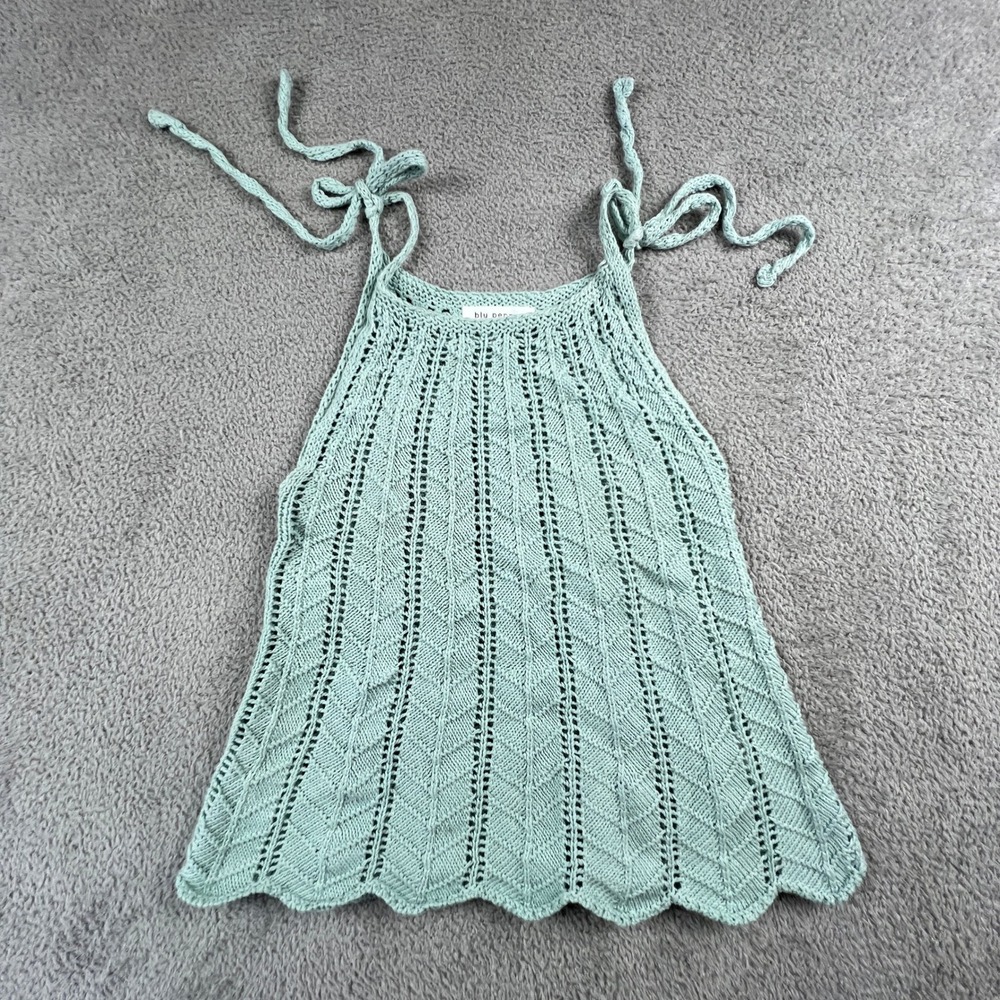Crochet Knit Halter Top Womens Small Mint Green Boho Festival Blu Pepper‎
